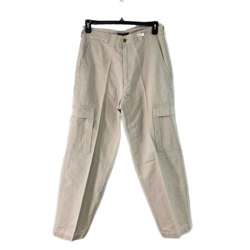 VTG Bugle Boy Baggy Cargo Pants 90s Wide Leg Skater Y2K Mens 34x30 Light Beige